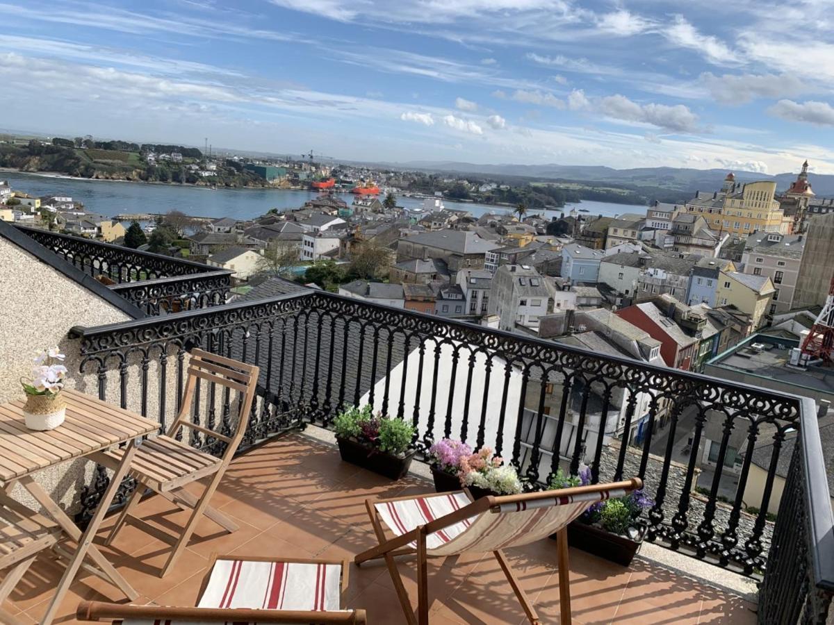 Moderno Piso Con La Mejor Terraza De Ribadeo Y Vistas Maravillosas Bagian luar foto
